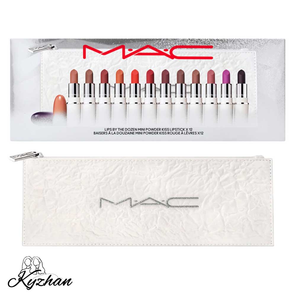 MAC-Lips-By-Dozen-Mini ست ۱۲ عددی رژ لب مینی مک مدل Lips by The Dozen – Powder Kiss Lipstick - تصویر 1